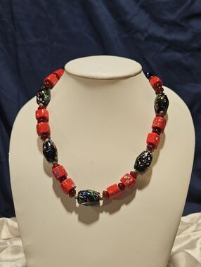 Milliefoir/Tombo Red And Black Glass Bead Necklace - Women Jewelry